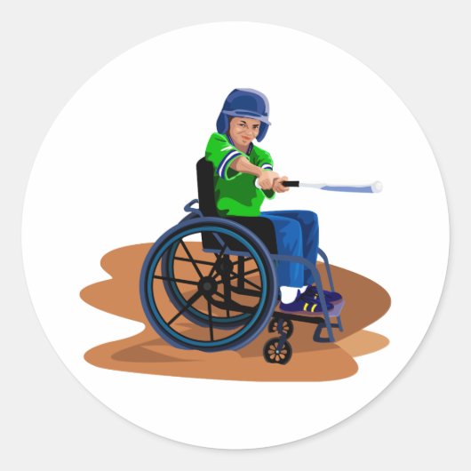 Baseball Player Ronde Sticker (Voorkant)