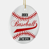 Baseball Player - rood Keramisch Ornament (Rechts)