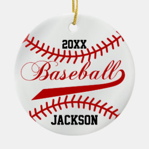 Baseball Player - rood Keramisch Ornament