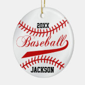 Baseball Player - rood Keramisch Ornament (Links)