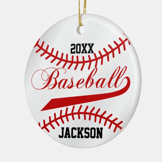 Baseball Player - rood Keramisch Ornament (Links)