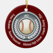 Baseball Player School Silver Gray Red Photo Keramisch Ornament (Voorkant)