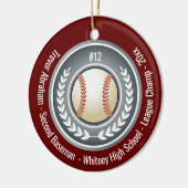 Baseball Player School Silver Gray Red Photo Keramisch Ornament (Links)
