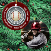 Baseball Player School Silver Gray Red Photo Keramisch Ornament