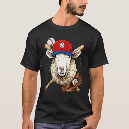 Baseball Player Sheep Lamb Pitcher Catcher Basebal T-shirt (Voorkant)