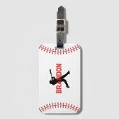 Baseball Player Silhouette met naam Sporttas Bagagelabel (Voorkant (verticaal))