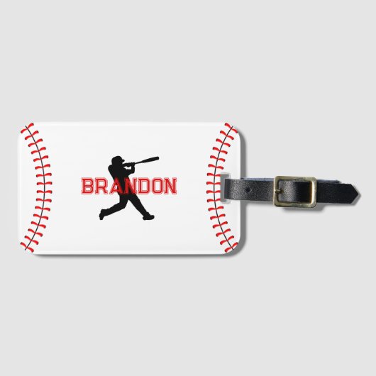 Baseball Player Silhouette met naam Sporttas Bagagelabel (Voorkant (horizontaal))