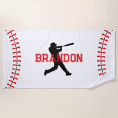 Baseball Player Silhouette met naam White Sports Strandlaken (Voorkant)