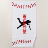 Baseball Player Silhouette met naam White Sports Strandlaken (Voorkant)