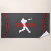 Baseball Player Silhouette met Name Bath Sports Strandlaken (Voorkant)