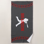 Baseball Player Silhouette met Name Bath Sports Strandlaken (Voorkant)