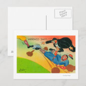 Baseball Player Sliding to Base, aangevend Briefkaart (Voorkant / Achterkant)