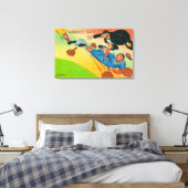 Baseball Player Sliding to Base, aangevend Canvas Afdruk (Insitu (Slaapkamer))