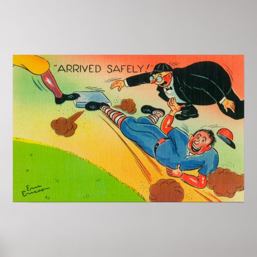 Baseball Player Sliding to Base, aangevend Poster (Voorkant)