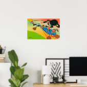 Baseball Player Sliding to Base, aangevend Poster (Thuiskantoor)