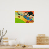 Baseball Player Sliding to Base, aangevend Poster (Keuken)