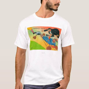 Baseball Player Sliding to Base, aangevend T-shirt