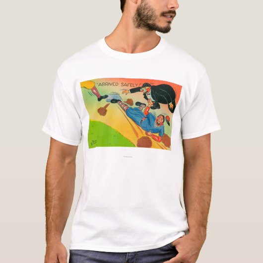 Baseball Player Sliding to Base, aangevend T-shirt (Voorkant)