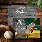 Baseball Player Sports Rustic Photo Afstuderen Kaart