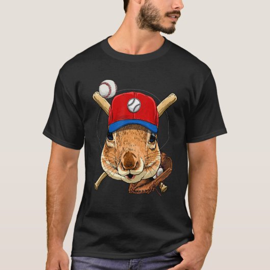 Baseball Player Squirrel Pitcher Catcher Baseball  T-shirt (Voorkant)
