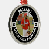 Baseball Player Team High School Senior Night Team Metalen Ornament (Rechts)