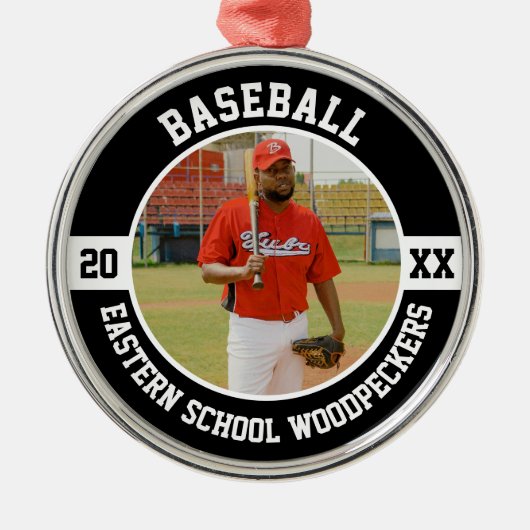 Baseball Player Team High School Senior Night Team Metalen Ornament (Voorkant)