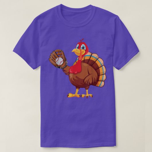 Baseball Player Turkey Funny Thanksgiving Day T-Sh T-shirt (Design voorkant)