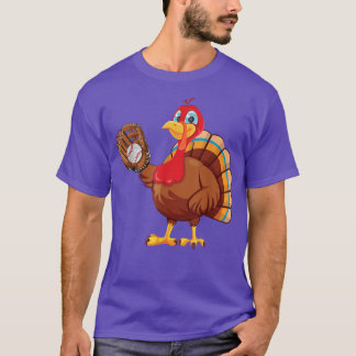 Baseball Player Turkey Funny Thanksgiving Day T-Sh T-shirt