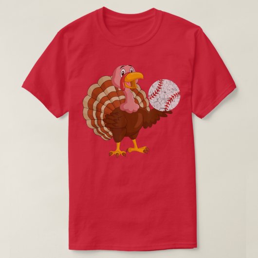 Baseball Player Turkey Funny Thanksgiving Day T-shirt (Design voorkant)