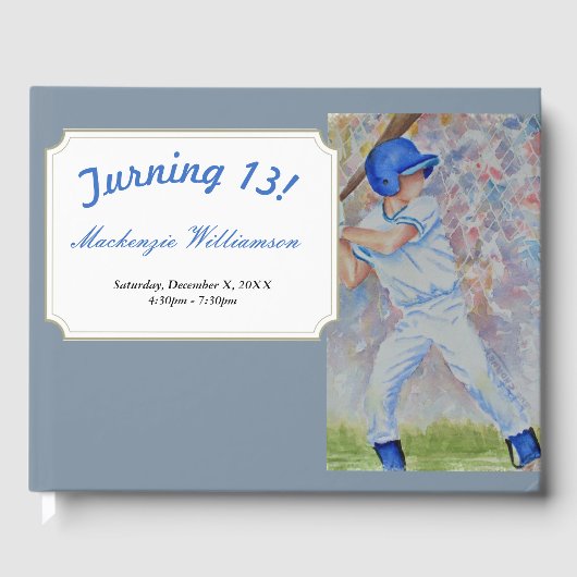 BASEBALL PLAYER TURNING 13 GASTENBOEK (Voorkant)