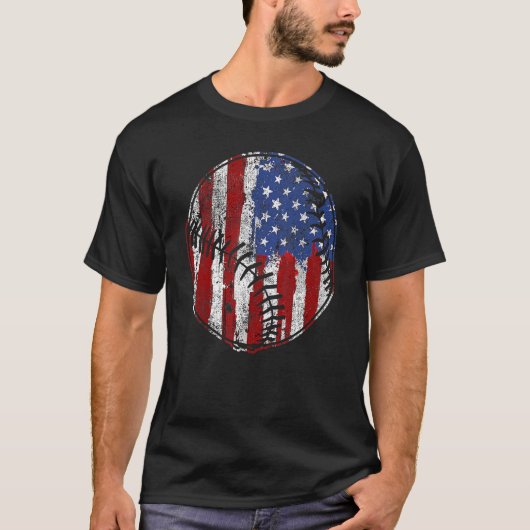 Baseball Player USA American Flag 4th Of July USA T-shirt (Voorkant)