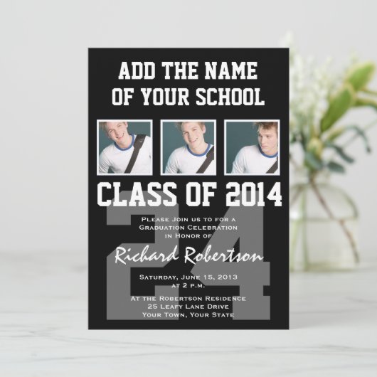 Baseball Player's Afstuderen Class of 2014 Varsity Kaart (Staand voorkant)