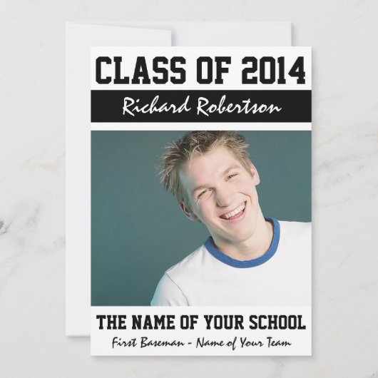 Baseball Player's Afstuderen Class of 2014 Varsity Kaart (Achterkant)