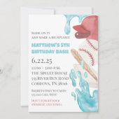 Baseball Pool Party Birthday Invitation Kaart (Voorkant)