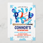 Baseball Pool Party Splish Splash Pool Birthday Kaart (Voorkant / Achterkant)
