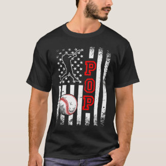 Baseball Pop American Flag  Vintage Baseball T-shirt