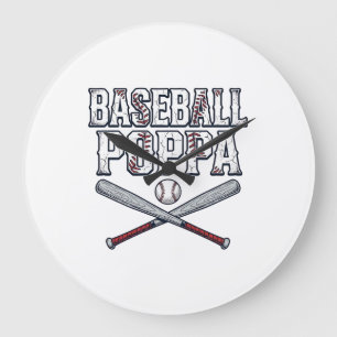 Baseball Poppa Vintage Gravure Shirt Ontwerp_1 Grote Klok