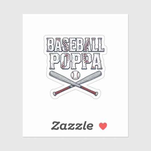 Baseball Poppa Vintage Gravure Shirt Ontwerp_1 Sticker (Vel)