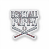 Baseball Poppa Vintage Gravure Shirt Ontwerp_1 Sticker (Voorkant)