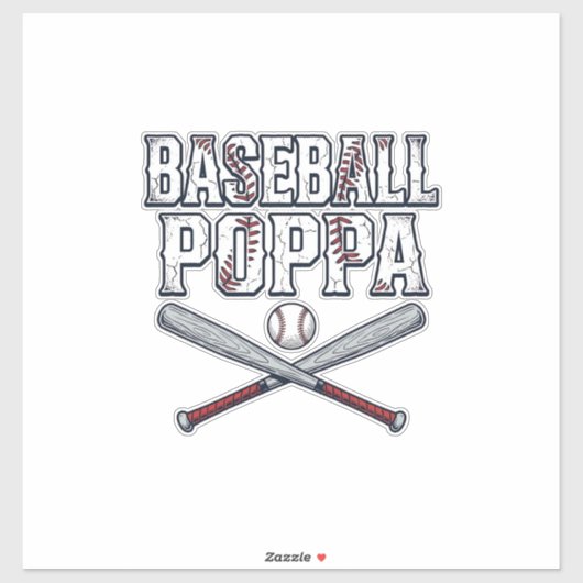 Baseball Poppa Vintage Gravure Shirt Ontwerp_1 Sticker (Vel)