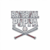 Baseball Poppa Vintage Gravure Shirt Ontwerp_1 Sticker (Voorkant)