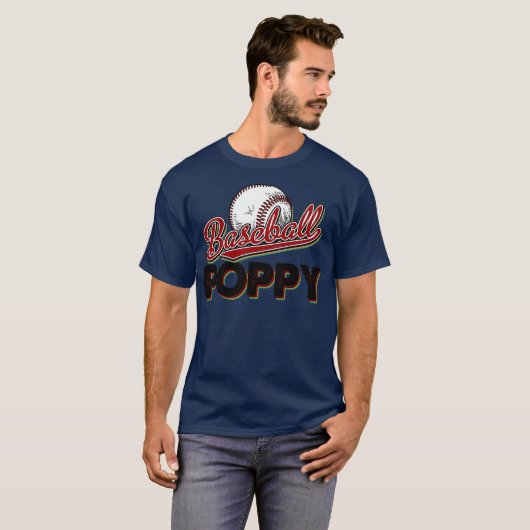 Baseball Poppy retro  vaderdag game T-shirt (Voorkant volledig)