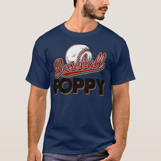 Baseball Poppy retro  vaderdag game T-shirt (Voorkant)