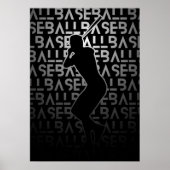 Baseball Poster | Black and White | Metal Look (Voorkant)