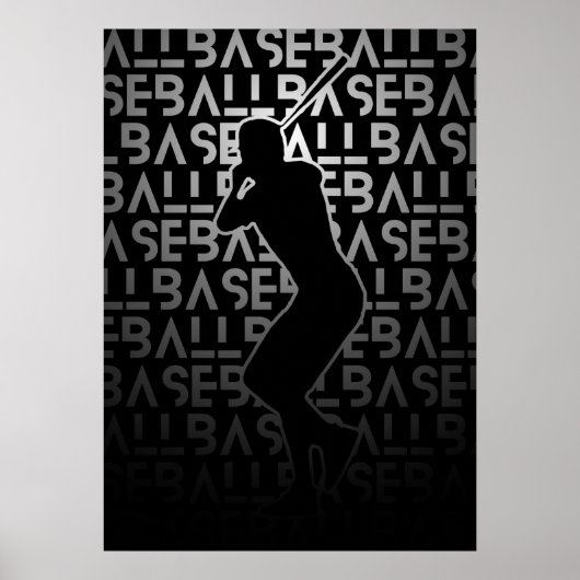 Baseball Poster | Black and White | Metal Look (Voorkant)