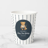 Baseball Preppy Bear 1st Birthday Papieren Bekers (Voorkant)