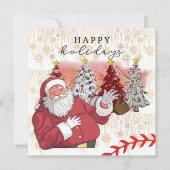 Baseball Prettige feestdagen Kerstmis voor Player Feestdagenkaart (Voorkant)