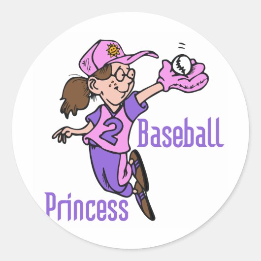 Baseball Princess T-shirts en geschenken Ronde Sticker (Voorkant)