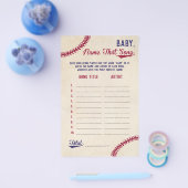 Baseball raadt het Baby Song Baby shower Game Flyer (Enkel)