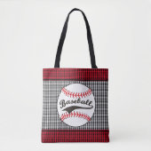 Baseball Red Black Print Canvas tas (Voorkant)